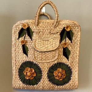 Vintage Handwoven Mexico Straw Bag